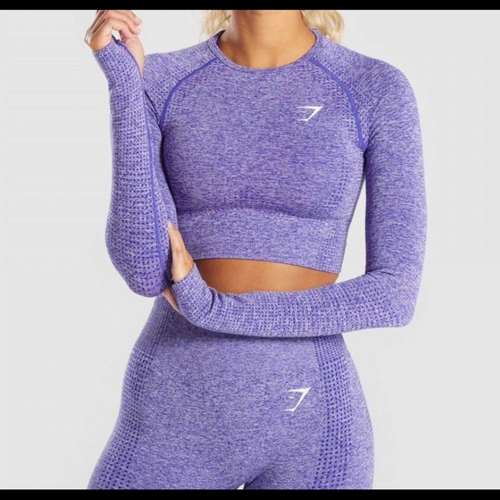 Gymshark Vital Seamless Indigo Marl Crop Top | S